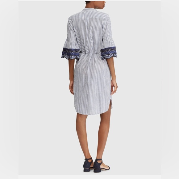 Ralph Lauren Blue and White Striped Dress with Navy Lace - Picture 3 of 7